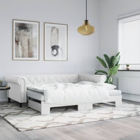 Sofá cama nido con colchón cuero sintético blanco 90x200 cm vidaXL