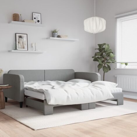 Sofá cama nido con colchón tela gris claro 100x200 cm vidaXL (1/5)