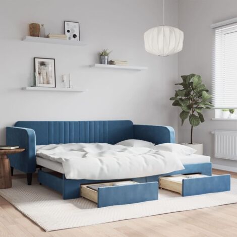 Sofá cama nido con cajones terciopelo azul 100x200 cm vidaXL