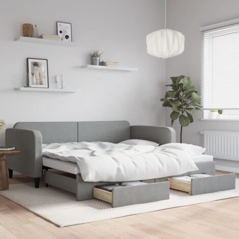 Sofá cama nido con cajones tela gris claro 100x200 cm vidaXL