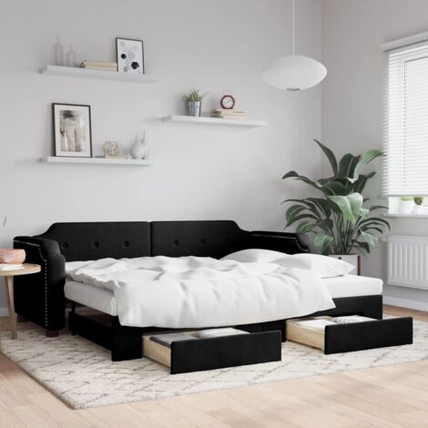 Sofá cama nido con cajones tela negro 90x200 cm vidaXL