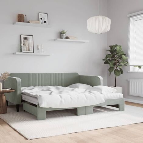 Sofá cama nido con colchón terciopelo gris claro 90x190 cm vidaXL (1/5)