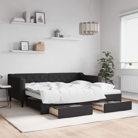 Sofá cama nido con cajones tela negro 90x190 cm vidaXL (1/5)