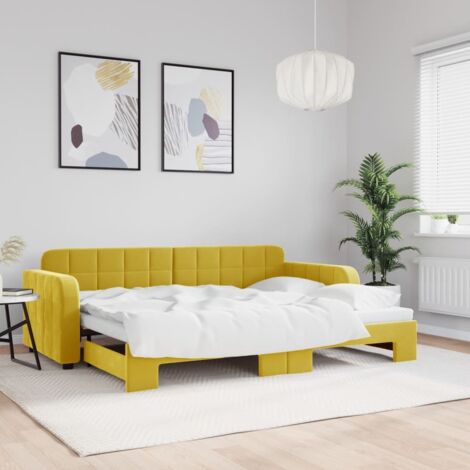 Sofá cama nido terciopelo amarillo 80x200 cm vidaXL