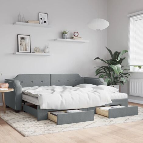 Sofá cama nido con cajones tela gris claro 90x190 cm vidaXL