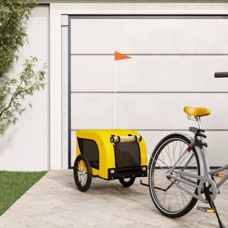 Remolque bicicleta mascotas hierro tela Oxford amarillo negro vidaXL