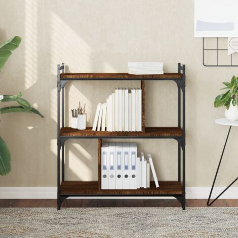 Librería 3 estantes madera ingeniería marrón roble 76x32x88 cm vidaXL (1/5)