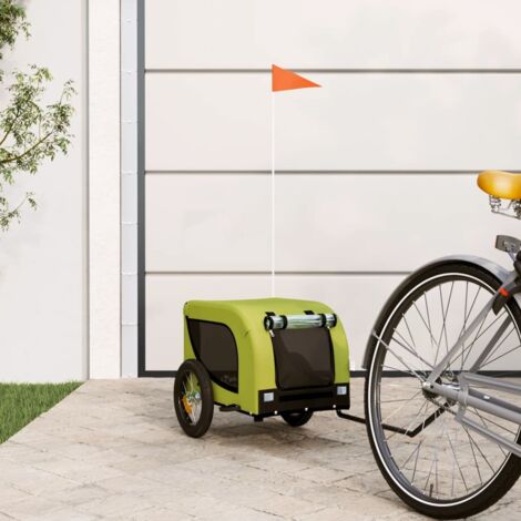Remolque de bicicleta mascotas hierro tela Oxford verde negro vidaXL