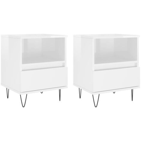 Mesitas noche 2 uds madera ingeniería blanco brillo 40x35x50 cm vidaXL