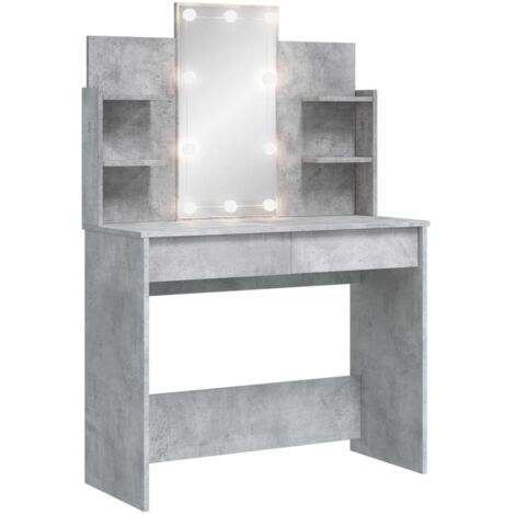 Tocador con luces LED gris hormigón 96x40x142 cm vidaXL