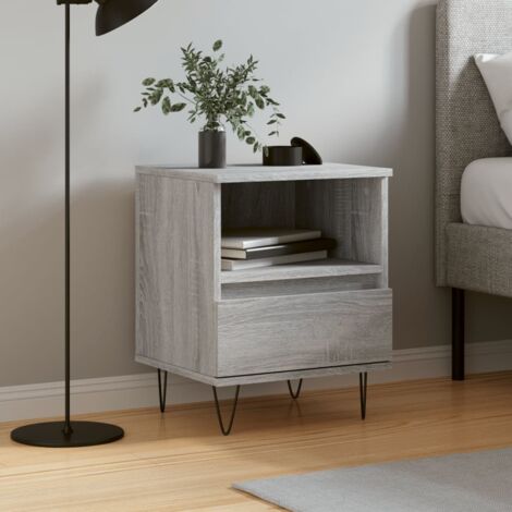 Mesita de noche madera de ingeniería gris Sonoma 40x35x50 cm vidaXL