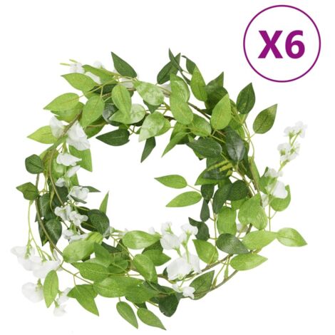 Guirnaldas de flores de Navidad 6 uds blanco 200 cm vidaXL