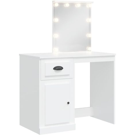 Tocador con luces LED blanco 90x42x132,5 cm vidaXL