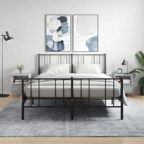 Mesita de noche 2 uds madera ingeniería gris Sonoma 40x35x50 cm vidaXL