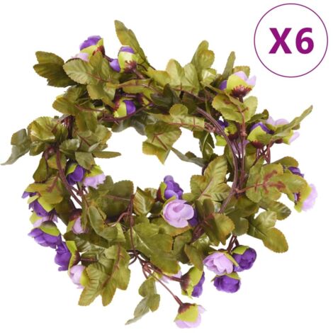 Guirnaldas de flores de Navidad 6 uds morado claro 215 cm vidaXL