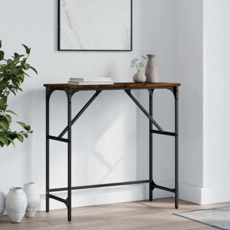 Mesa consola madera de ingeniería roble ahumado 75x32x75 cm vidaXL