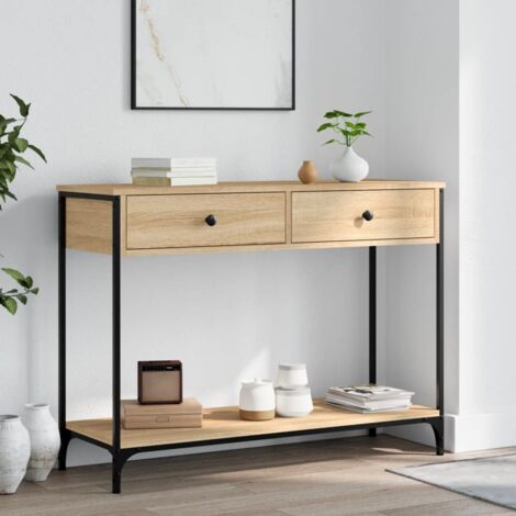 Mesa consola madera de ingeniería roble Sonoma 100x34,5x75 cm vidaXL