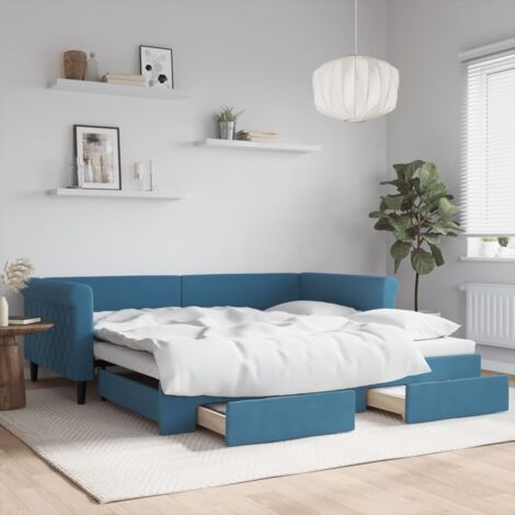 Sofá cama nido con cajones terciopelo azul 100x200 cm vidaXL (1/5)