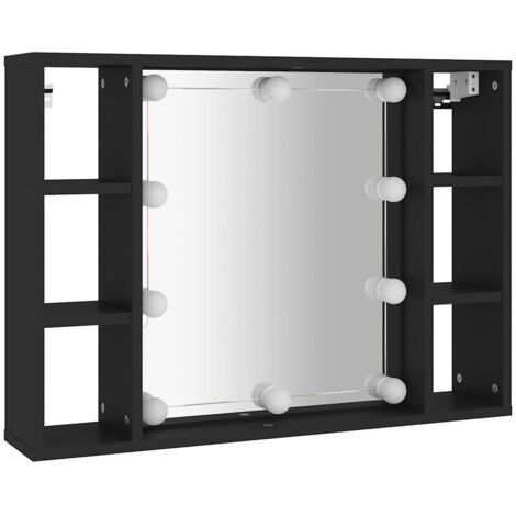 Mueble con espejo y LED negro 76x15x55 cm vidaXL