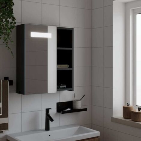 Mueble de baño con espejo y luz LED negro 45x13x52 cm vidaXL (1/5)