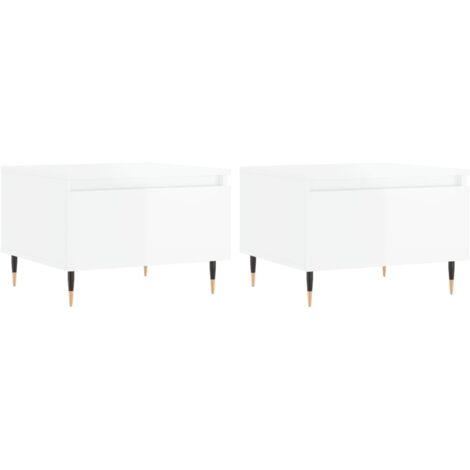 Mesas centro 2 uds madera ingeniería blanco brillo 50x46x35 cm vidaXL