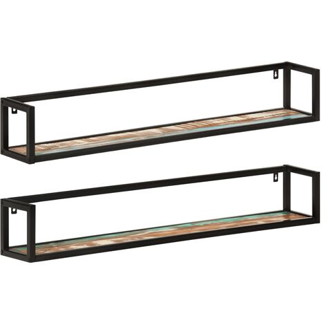 Estantes de pared 2 uds madera maciza mango hierro 110x17x17 cm vidaXL (1/5)
