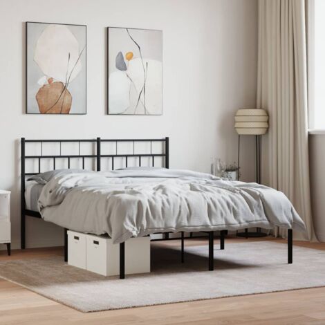 Estructura cama sin colchón con cabecero metal negro 120x200 cm vidaXL (1/5)