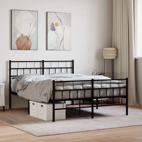 Estructura cama sin colchón con estribo metal negro 120x200 cm vidaXL (1/5)