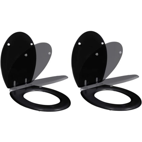 Asientos de inodoro con tapas de cierre suave 2 uds MDF negro vidaXL (1/5)
