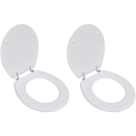 Asiento inodoro con tapas 2 piezas MDF blanco vidaXL
