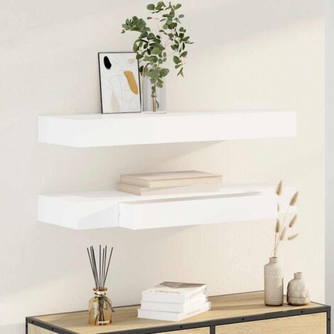 Estantes de pared flotantes con cajones 2 uds blanco 80 cm vidaXL