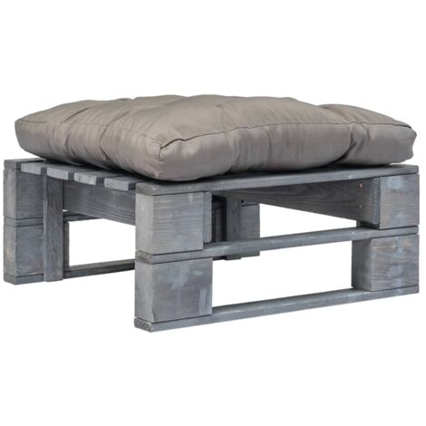 Otomana de palés para jardín madera gris y cojín gris vidaXL
