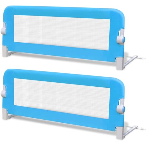 Barandilla de seguridad cama de niño 2 uds azul 102x42 cm vidaXL