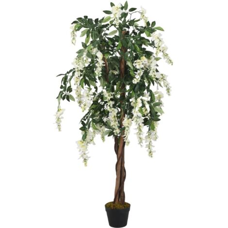 Árbol de wisteria artificial 1470 hojas verde y blanco 200 cm vidaXL