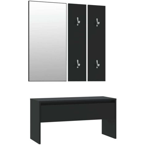 Juego de muebles de recibidor madera de ingeniería negro vidaXL