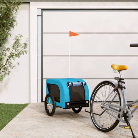 Remolque de bicicleta mascotas hierro tela Oxford azul negro vidaXL