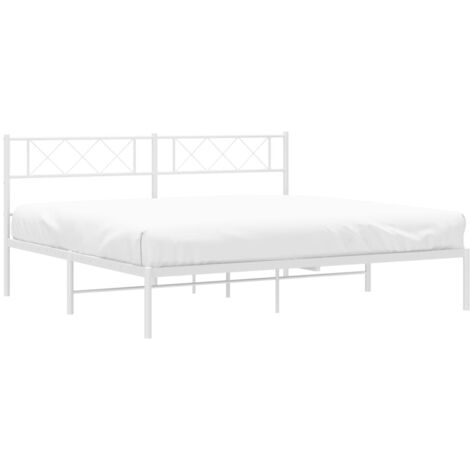 Estructura cama sin colchón con cabecero metal blanco 200x200cm vidaXL (1/5)
