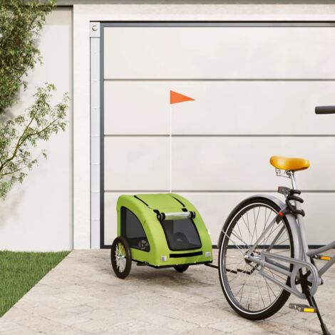 Remolque de bicicleta mascotas hierro tela Oxford verde vidaXL