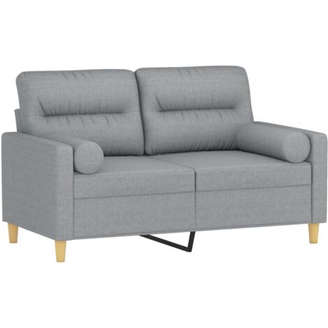 Sofá de 2 plazas con cojines tela gris claro 120 cm vidaXL