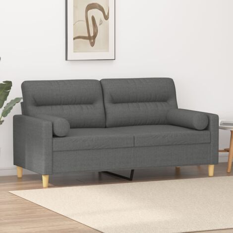 Sofá de 2 plazas con cojines tela gris oscuro 140 cm vidaXL