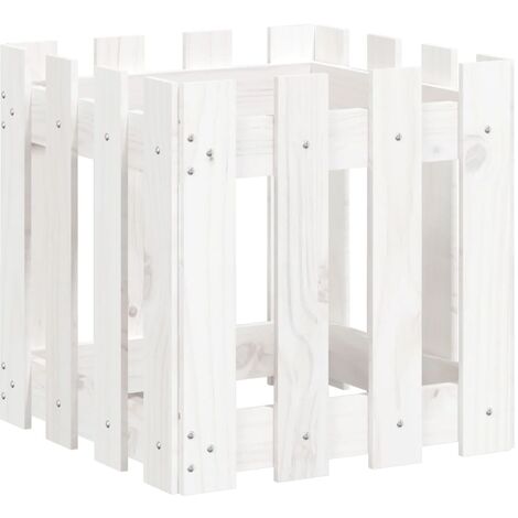 Jardinera diseño de valla madera maciza pino blanca 40x40x40 cm vidaXL (1/5)