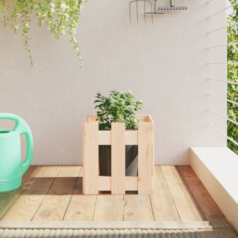 Jardinera con diseño de valla madera maciza de pino 30x30x30 cm vidaXL (1/5)