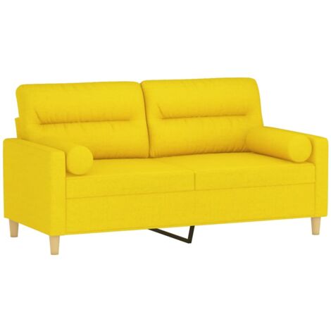 Sofá de 2 plazas con cojines tela amarillo claro 140 cm vidaXL