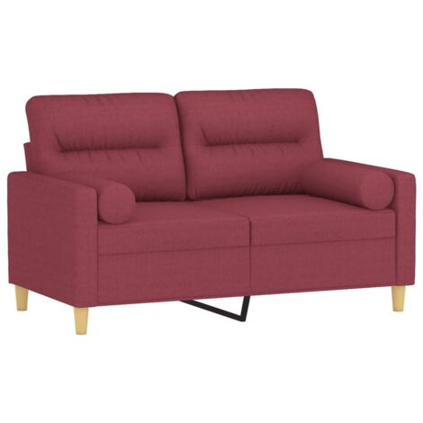 Sofá de 2 plazas con cojines tela rojo tinto 120 cm vidaXL