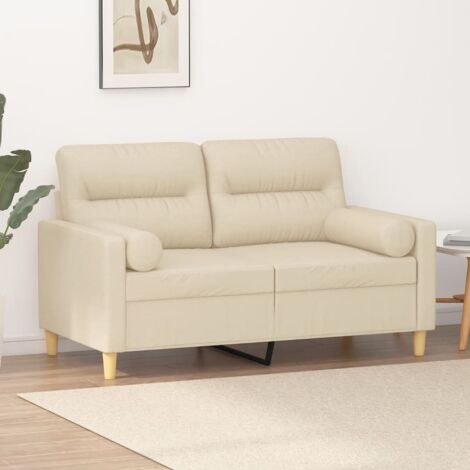 Sofá de 2 plazas con cojines tela color crema 120 cm vidaXL