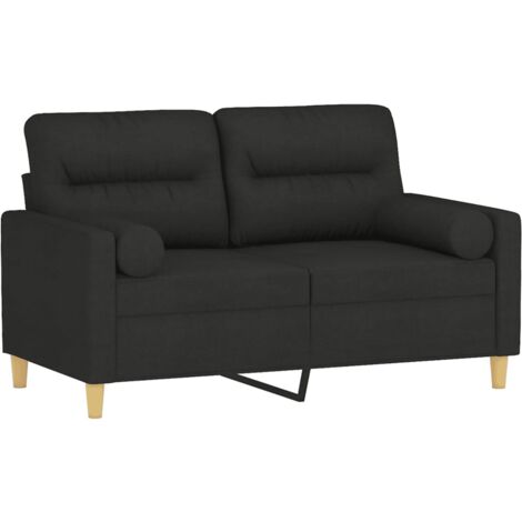 Sofá de 2 plazas con cojines tela negro 120 cm vidaXL