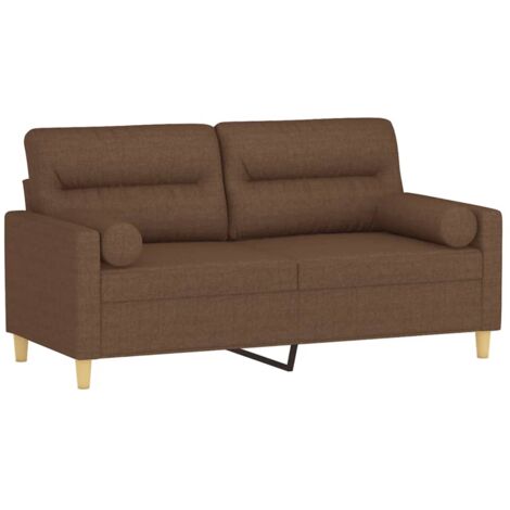 Sofá de 2 plazas con cojines tela marrón 140 cm vidaXL