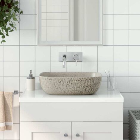 Lavabo sobre encimera rectangular cerámica gris 48x37,5x13,5 cm vidaXL