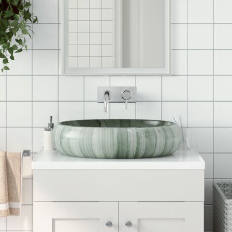 Lavabo sobre encimera ovalado cerámica verde 59x40x15 cm vidaXL