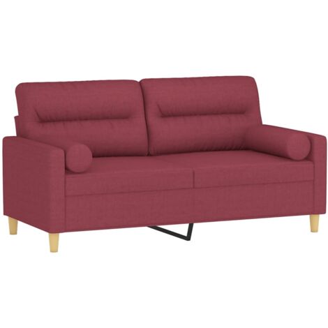 Sofá de 2 plazas con cojines tela rojo tinto 140 cm vidaXL